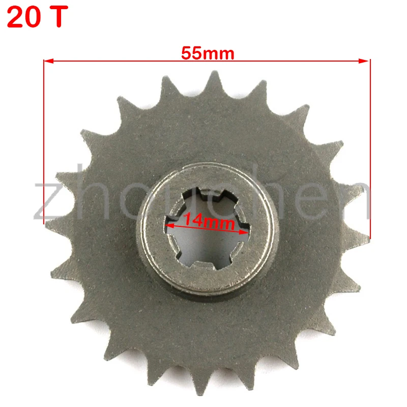 Передняя Звездочка шестерни T8F 11T 14T 17T 20T звездочка цепи Cog металлическая для 47cc 49cc минимото ATV мини-велосипеда мопеда скутера