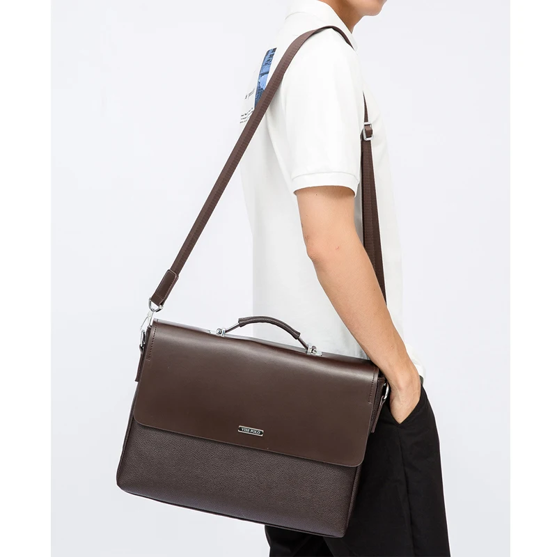manet pu leather briefcase 14inch laptop bag large capacity business handbag mens office crossbody bag messenger shoulder bags free global shipping