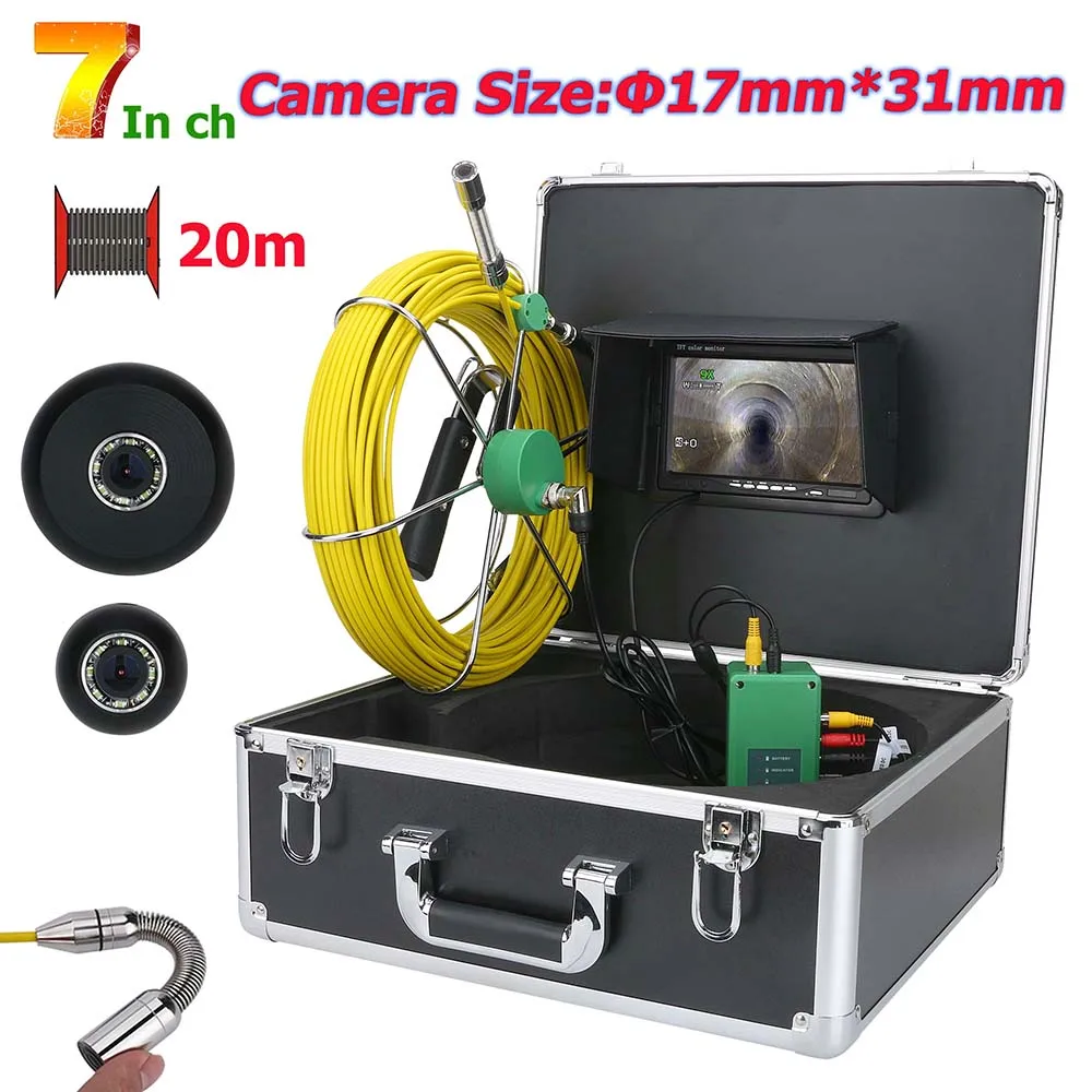 

Pipe Inspection Video Endoscope Camera 20M 30M 50M IP68 Waterproof Drain Pipe Sewer Inspection Camera System 7"LCD 1000 TVL