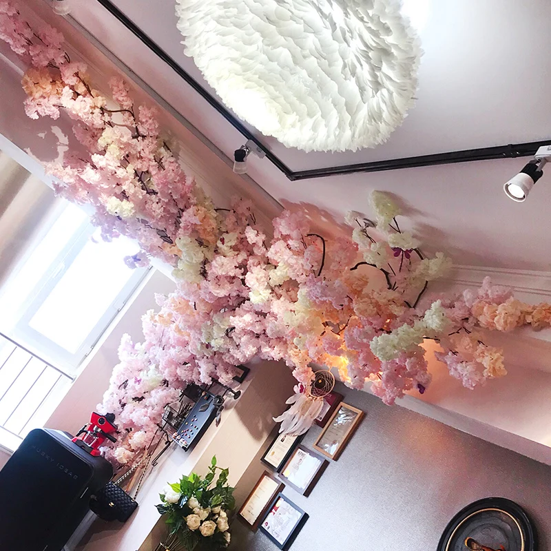 

Artificial Sakura Blossom Simulation Silk Cherry Branches Plum Bouquet Branch Floral Arrangements for Home Wedding Decoration