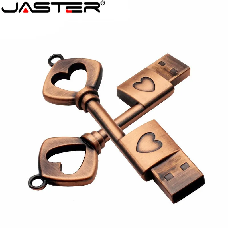 JASTER металлический медный usb флеш накопитель с сердечком 4 ГБ 8 16 32 64 Гб карта памяти