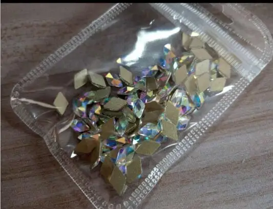 

50Pcs/lot Rhombus 10x6mm Flatback Crystals Non Hotfix 6 Colors Rhombus Flat Back Rhinestones Flatback Gems for Nail art
