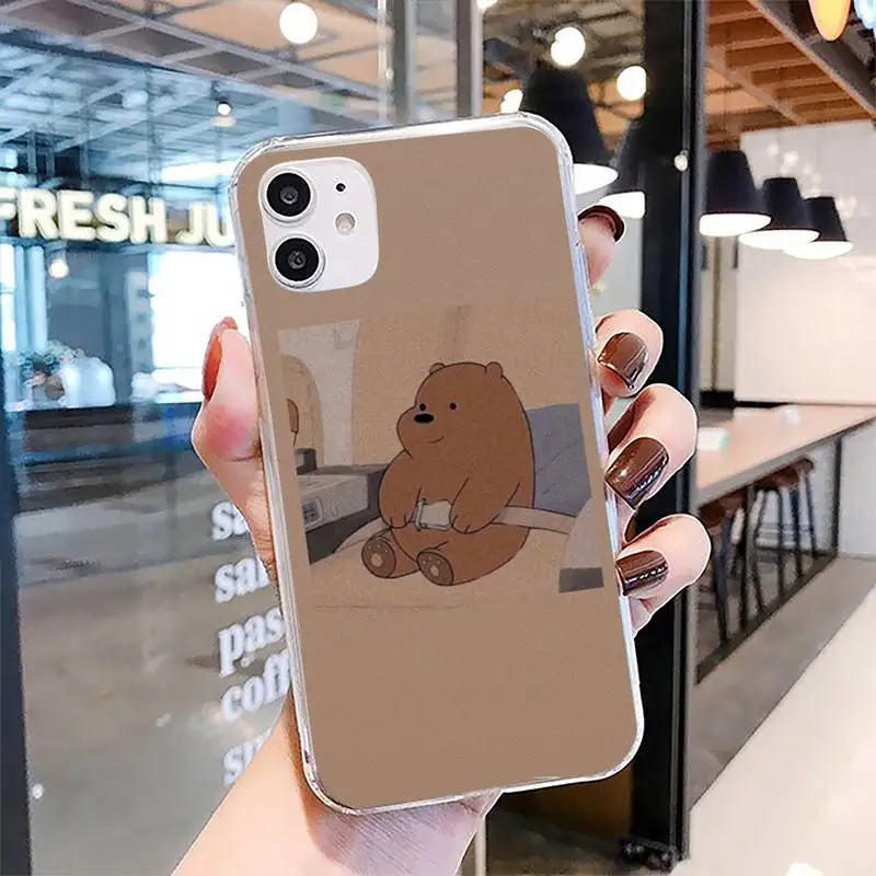 

Cute Cartoon Bear Phone Case For Clear-Iphone 5s 6 6s 7 8 11 12 X Xs Xr Pro Plus Max Mini Fundas Cover