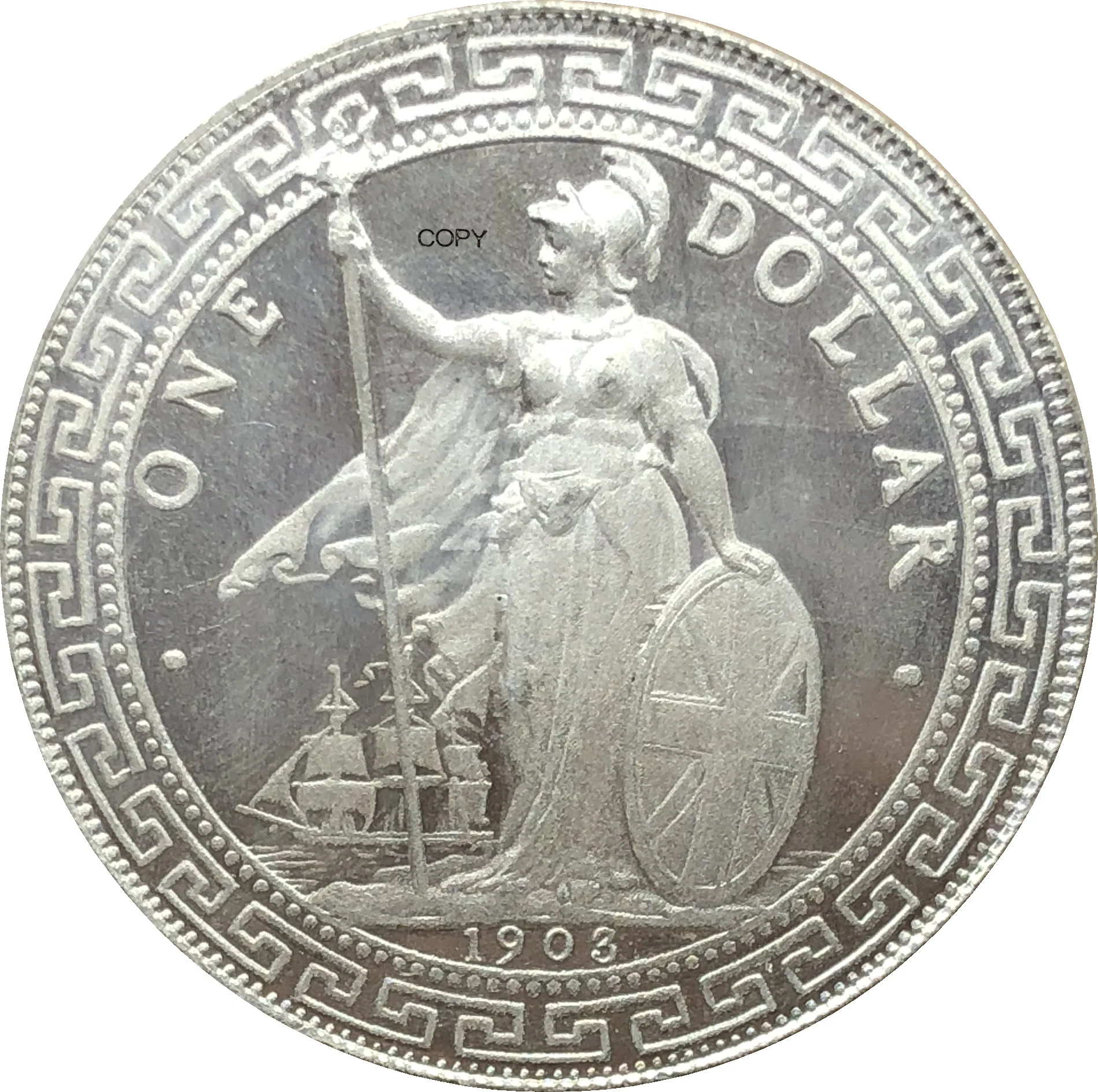 Великобритания 1 доллар Британский торговый 1903 один Мельхиор посеребренный