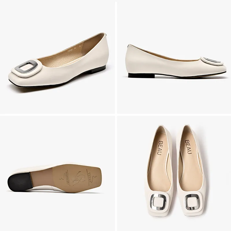 BeauToday женские лоферы из натуральной коровьей кожи с металлическим декором