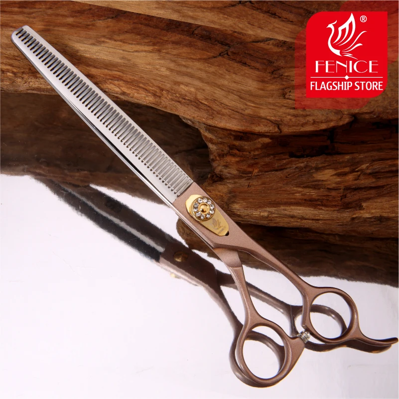 Fenice Japan 440C stainless steel 7 inch 7.5 inch thinning rate 35% rose gold pet dog grooming thinning scissors