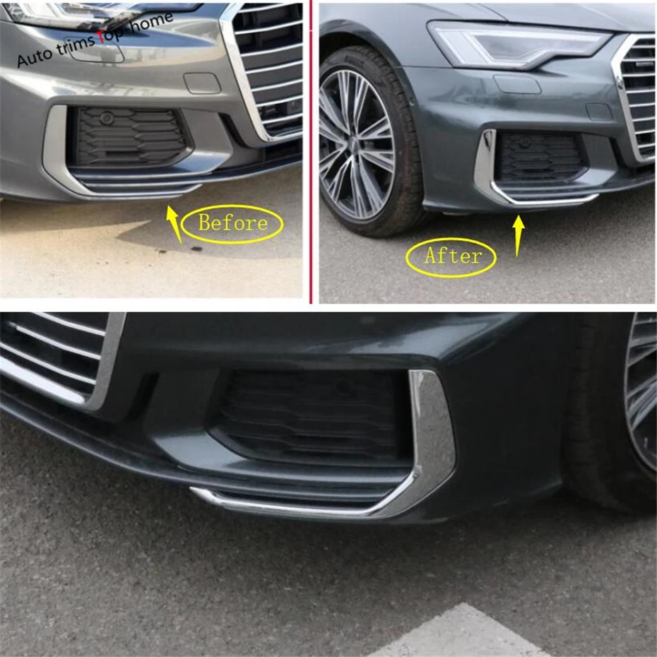 Yimaautotrims передние противотуманные фары лампа век брови крышка отделка Подходит для Audi A6 C8 Хром Стайлинг хром яркий ABS