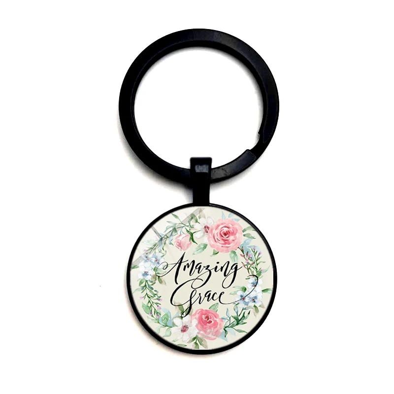 

2020 New Bible Scripture Keychain Glass Dome Pendant Moon Necklace Scripture Quotes Jewelry Christian Faith Inspirational Gift