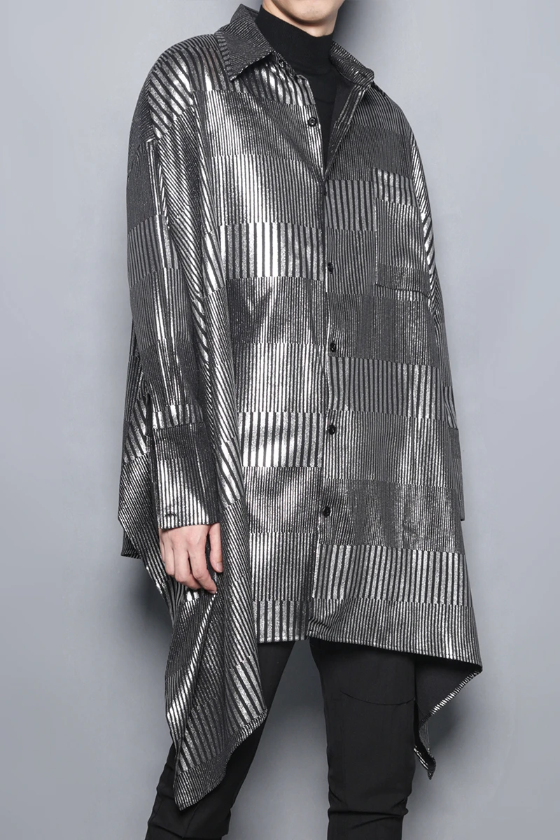 

Designer dark personality flash night stage dress loose male Korean version of the shirt 2020 Singer's costume