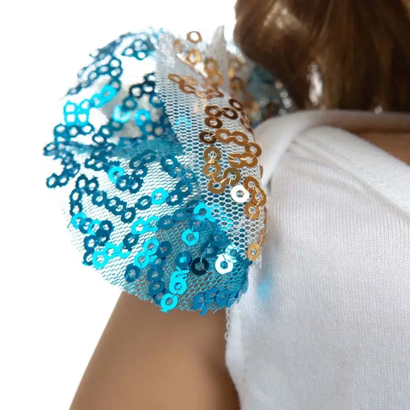 

Doll Dress Up Clothes Suit Sequined Skirt Fishtail Pattern Top and Bowknot Hair Hoop for 18 Inches US Girl Doll Accessories