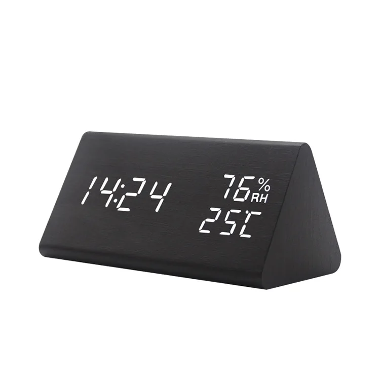 

LED Alarm Clock Temperature Humidity Electronic Desktop Digital Table Clocks Wood Despertador Desktop Clocks USB/AAA