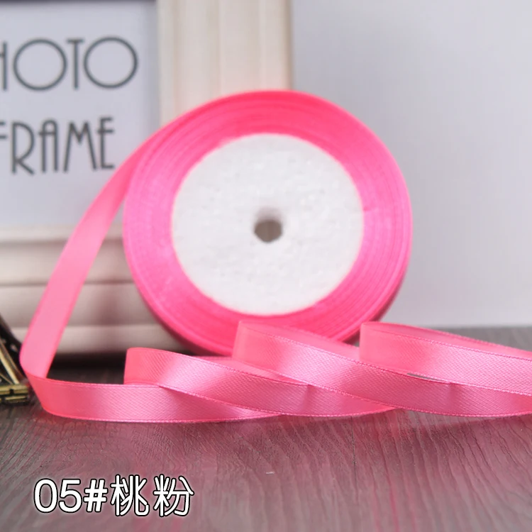 Горячая 10 мм персиковая шелковая атласная лента для рукоделия украшения
