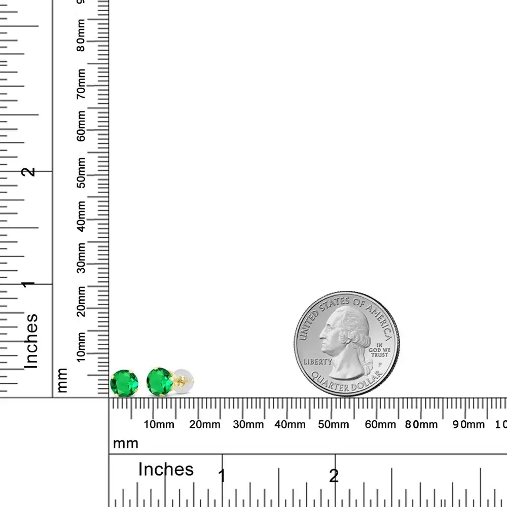 Женские серьги гвоздики GemStoneKing 14K желтое золото 1 54 карат Круглые 6 мм зеленые нано