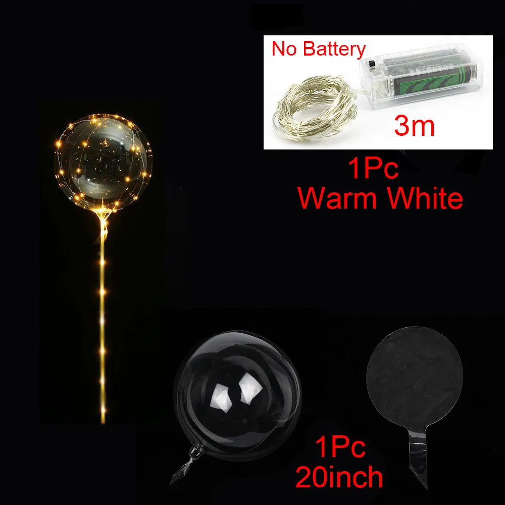 Luminous Led BoBo Balloon Transparent Round Bubble Decoration Wedding Birthday Party Balloon Colorful Light Christmas Tree Decor - Цвет: 20inch Warm White