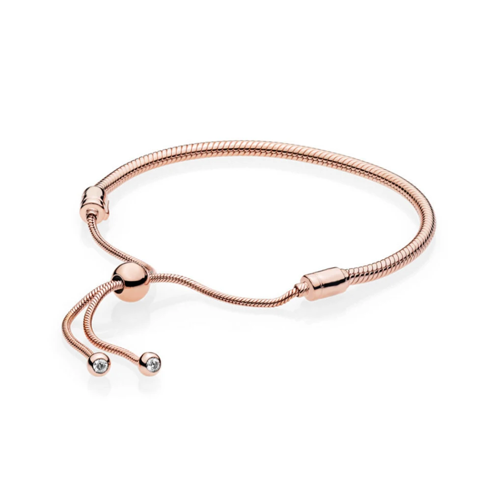 Модный 925 романтичный Серебряный персиковый гламур розовое золото скользящий