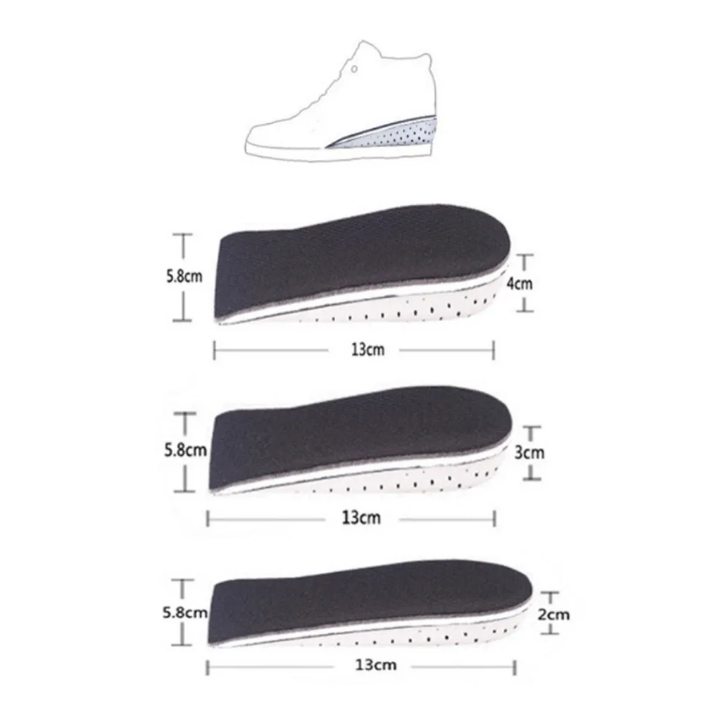 

1 Pair Shoe Insole Breathable Half Heighten Heel Insert Sports Shoes Pad Cushion Unisex 2-4cm Height Increase Insoles A40