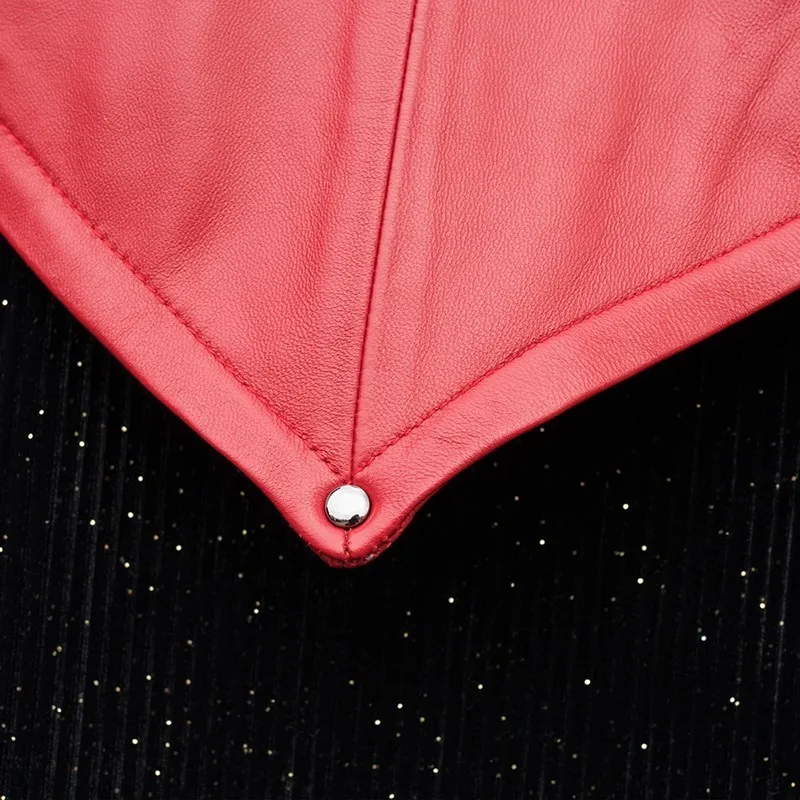 

Elegant stickers leather women's real leather jacket o-couch 3 / 3 sleeve loose women's sheepskin short sleeve large large large