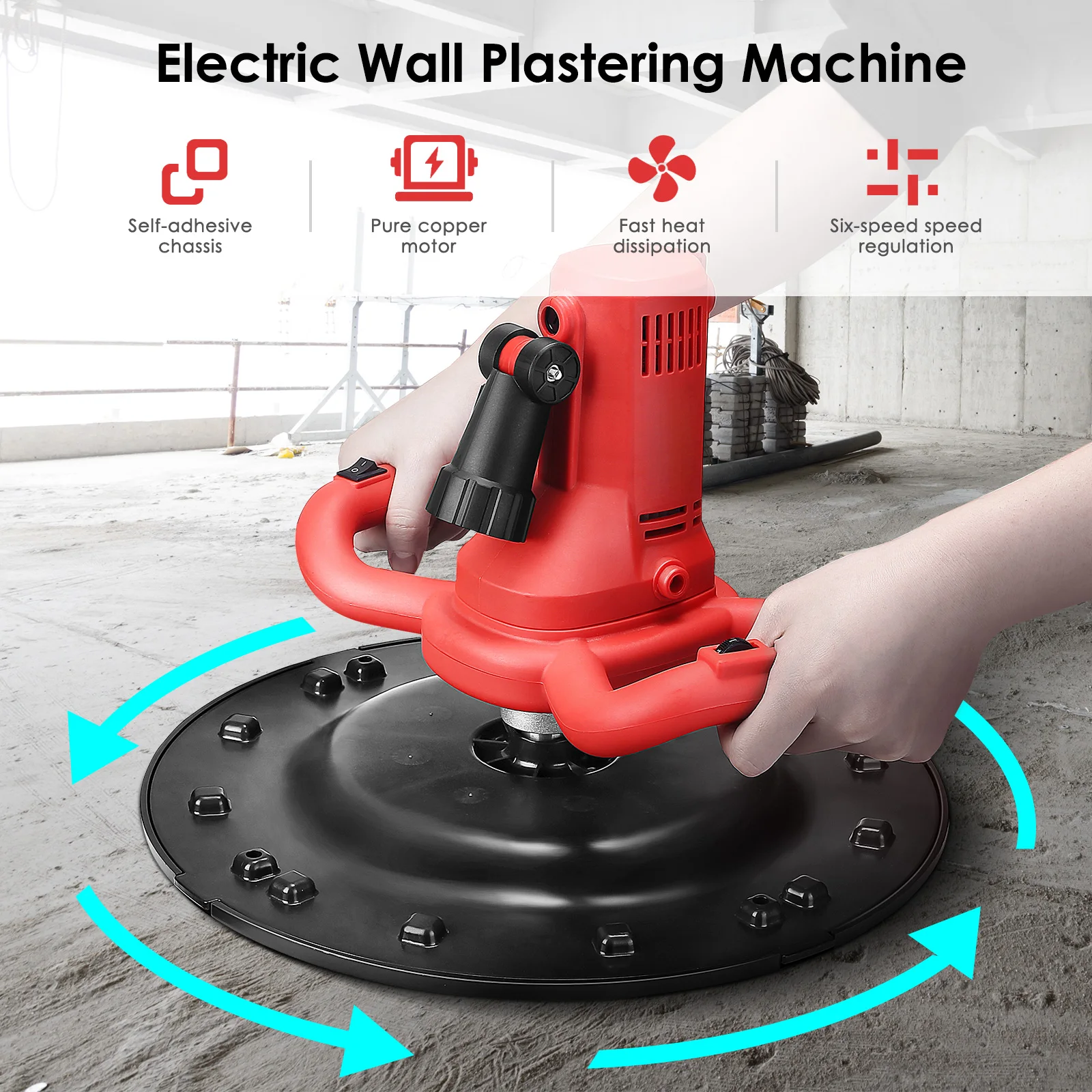 AC 110V 220V Electric Concrete Cement Mortar Trowel Polisher Wall Smoothing Machine Portable Concrete Mixer 80-600rpm 1700W
