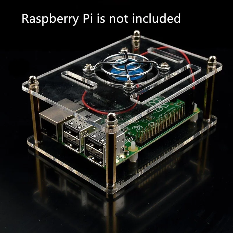 

Half-Open Design Arcylic Clear Case Box Enclosure Powerful Cooling Fan Heatsink Kit For Raspberry Pi 3/2 Model B/B+