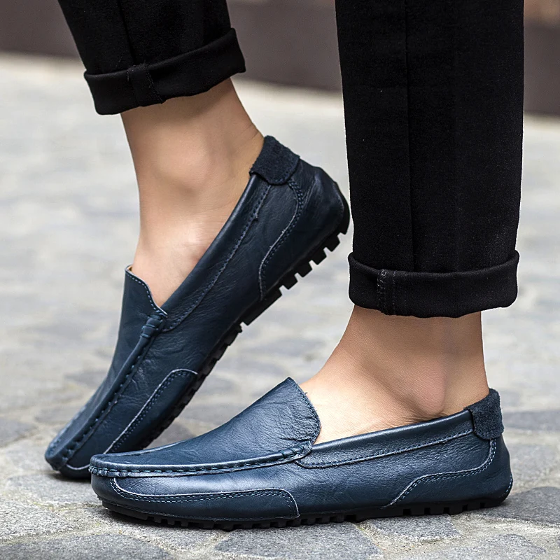 

REETENE Genuine Leather Men Loafers Autumn Lightweight Men'S Loafers Quality Shoes For Men Big Size 37-47 Comfort Loafers Male