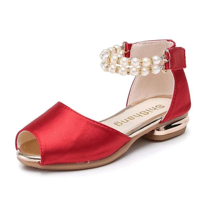 

Children's sandals girls princess shoes 2021 new summer children's sandals fashion fish mouth pearl sandals high heels