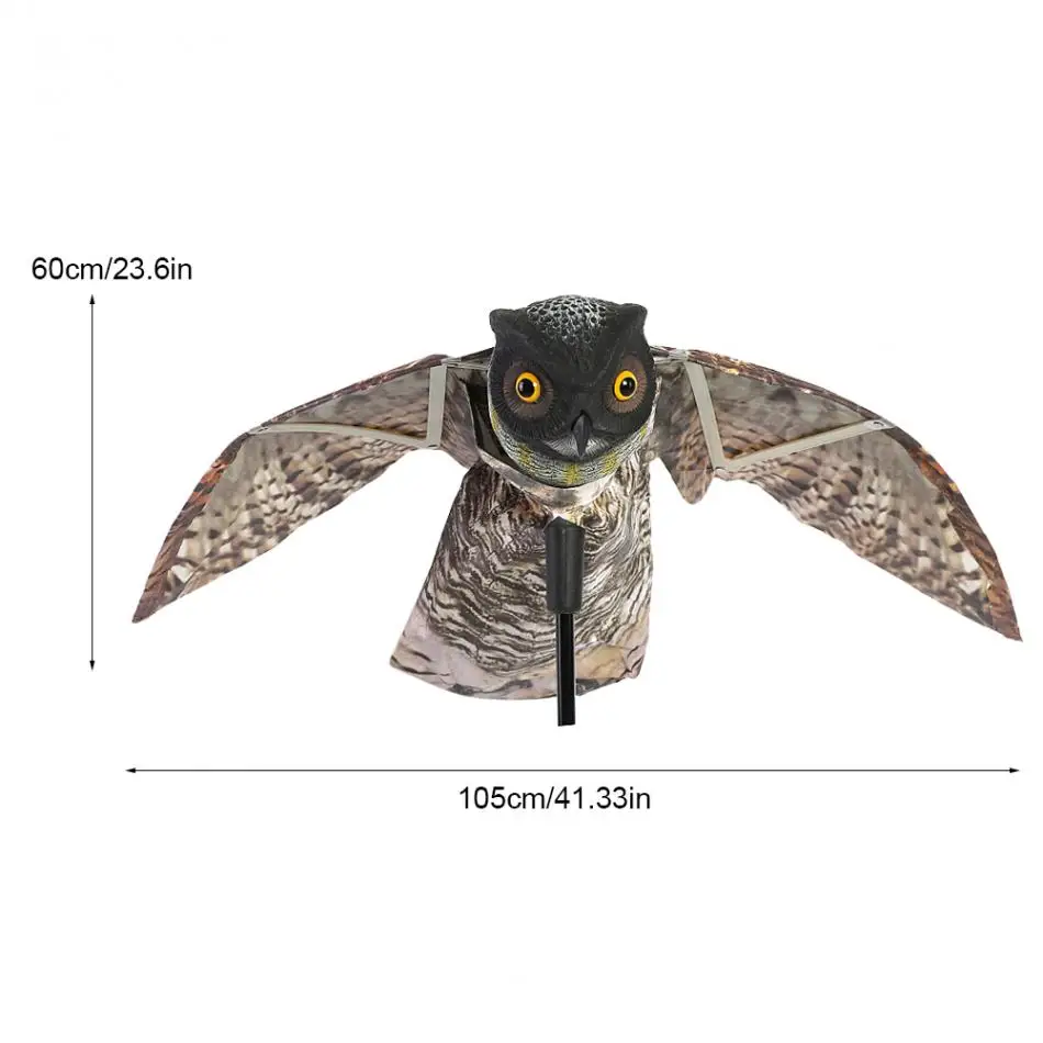 Best Selling Flying Owl Decoy with Moving Wings Plastic Simulation Flying Owl Outdoor Hunting Decoy Baits Garden Decoration