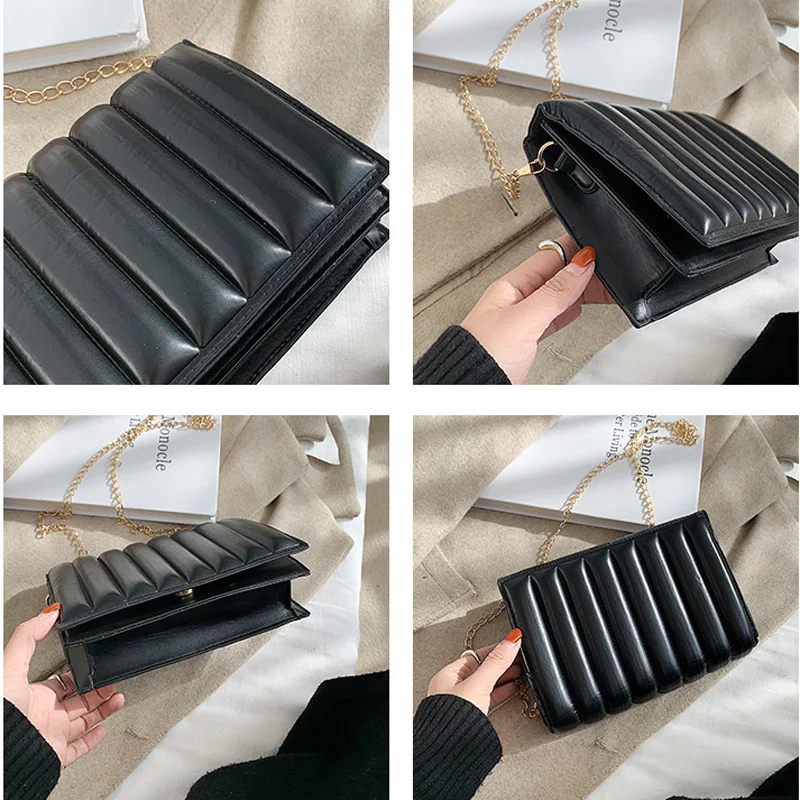 

New Designer Handbags for Women Shoulder Bag Fashion Pleated Crossbody Bags for Women 6 Colors PU Leather Lady Chain Hand Bag