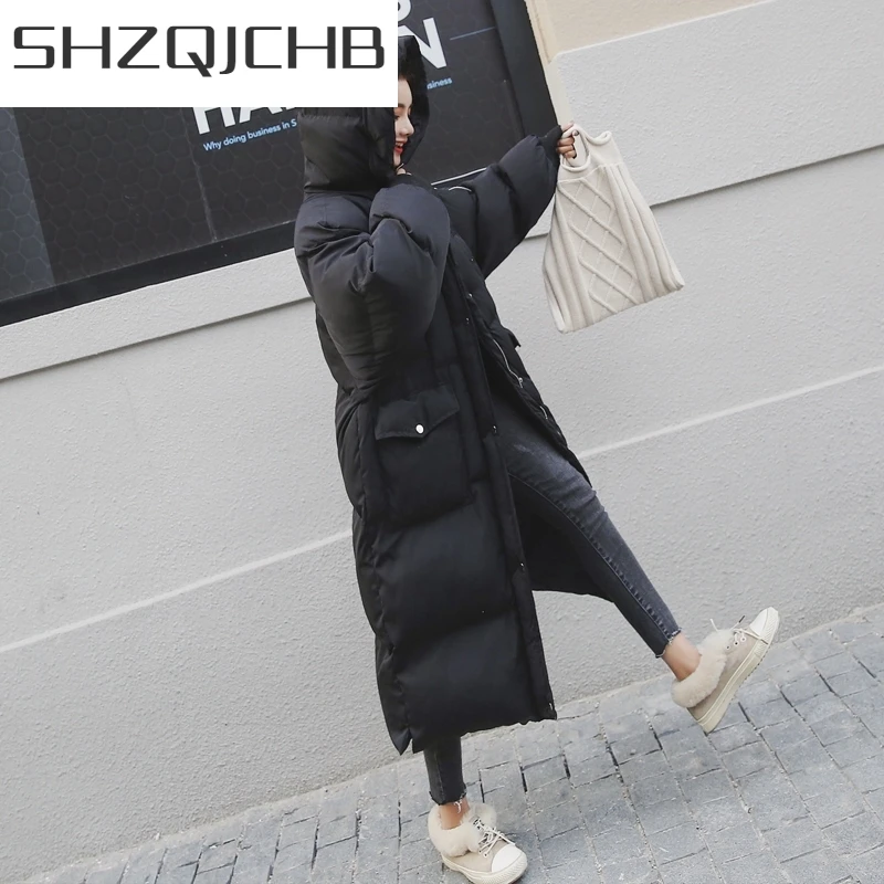 

JCGB 2021 Large Parkas New Winter Jacket Women X-Long Coat Female Thick Down Cotton Padded Warm Clothes Chaqueta Mujer LWL964