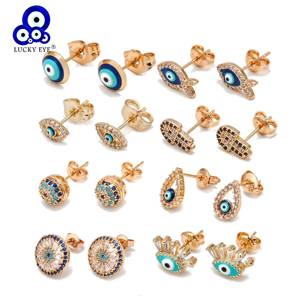 Серьги-гвоздики Lucky Eye BD423 для женщин и девушек маленькие серьги золотого