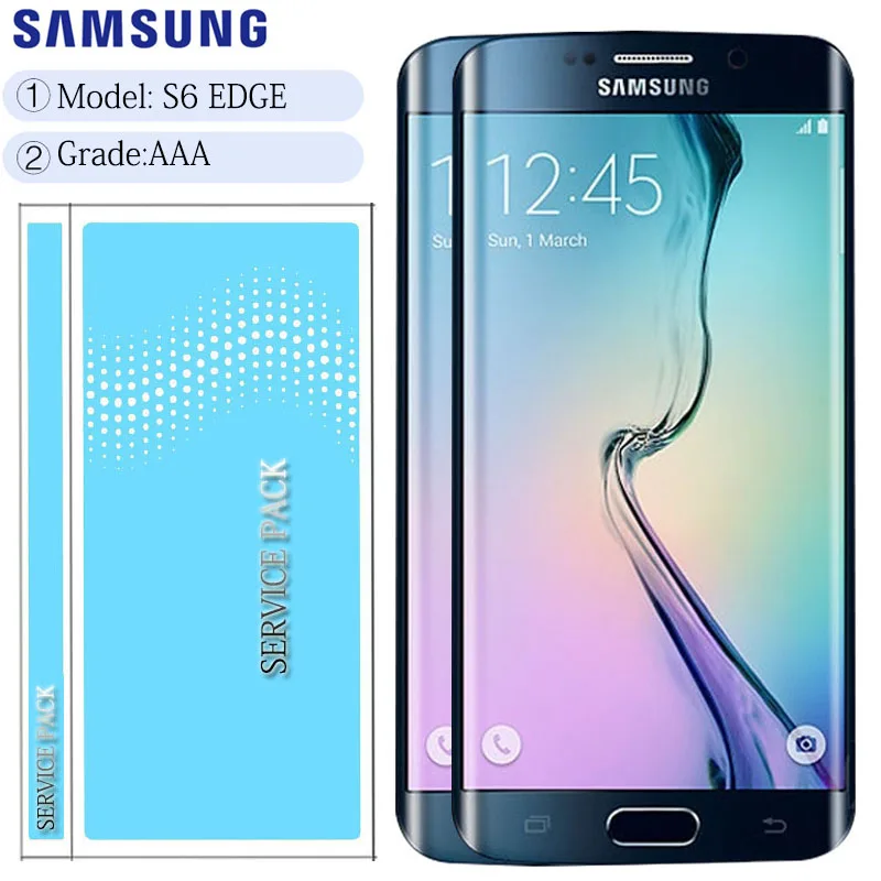 Оригинальный 5 1 &quotSUPER AMOLED дисплей для SAMSUNG Galaxy S6 края ЖК экран + рамка G925 G925I G925F