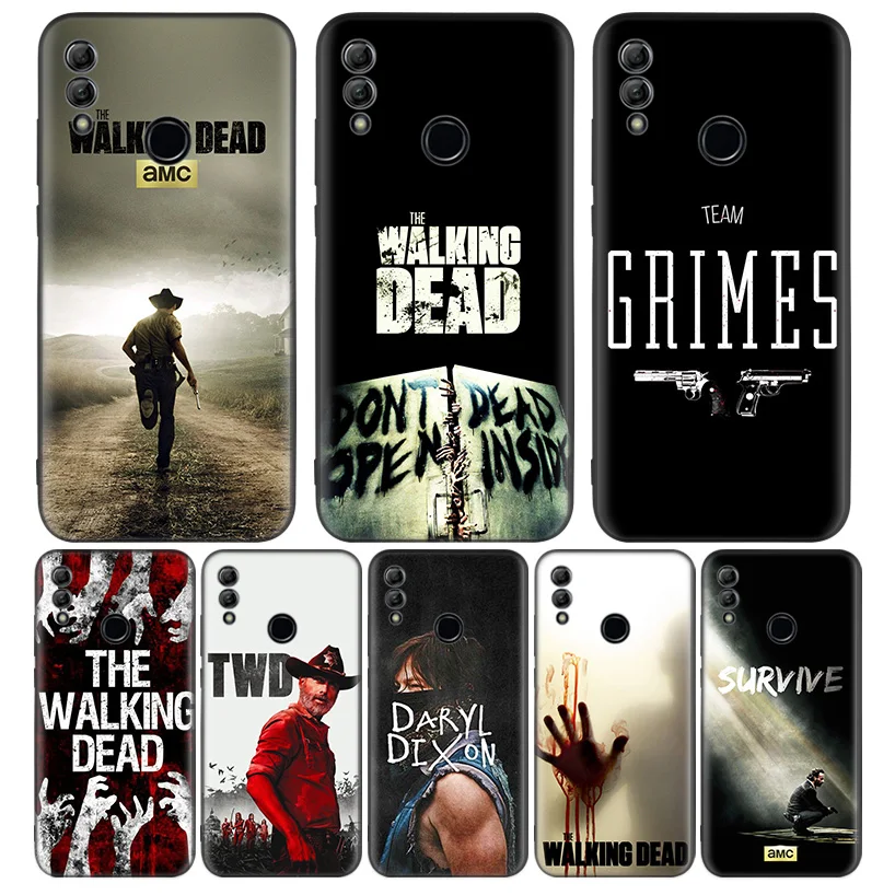 Ходячие мертвецы TWD черная крышка чехол для телефона для huawei Y9 Y5 Y6 Y7 Honor 10 9 Lite 9X8X8 S 8A фотоаппаратов моментальной печати 7S 7A 10i 20i V20 Coque Капа