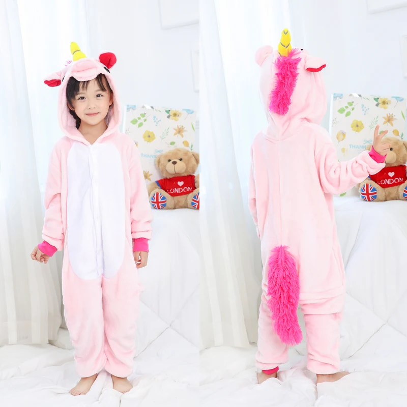 2019 кингуруми детские пижамы с единорогом комбинезон пандой зимняя Фланелевая