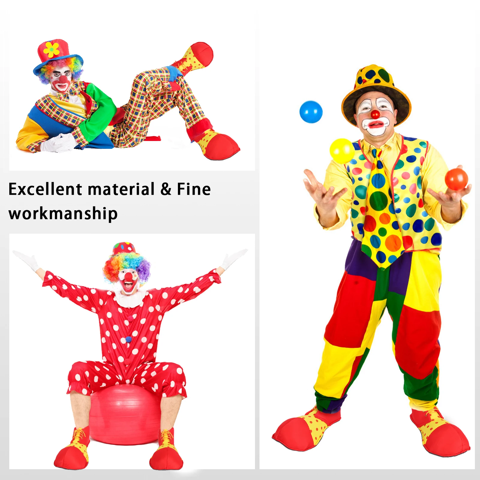 6 шт./компл. клоунские костюмы поставки-клоуна Жилет с красным носом Радужный