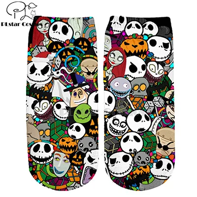 27 Хлопковые носки PLstar Cosmos nightster before christmas jack skellington разноцветные брендовые теплые короткие носки Хэллоуин-3 - Цвет: 27