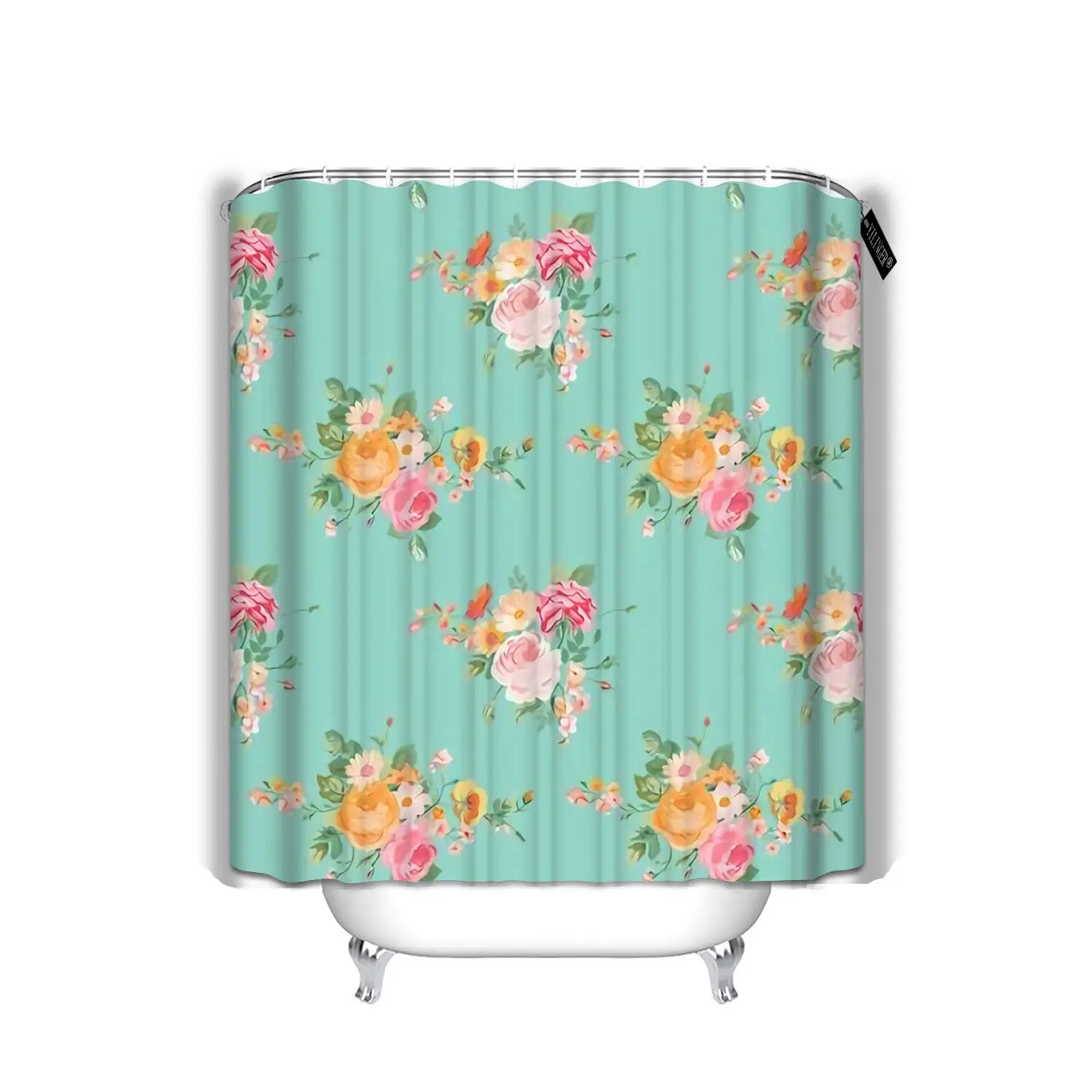 Занавеска для душа ванной винтажная Цветочная потертая шикарная