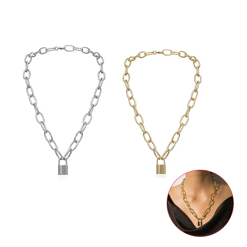 Ожерелье с замком из нержавеющей стали в стиле панк хип-хоп рок замок мужское