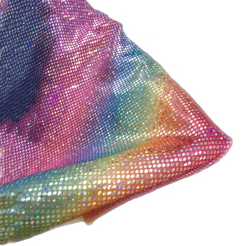 

1 Yard Glitter Rainbow Sequins Laser Fabric DIY Sewing Princess Fabric Dress Wedding Party Christmas Decoration African Fabric