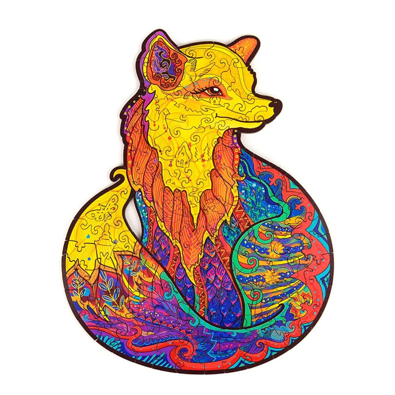 

Деревянный пазл-Лиса, Набор пазлов, интересные деревянные головоломки для взрослых и детей, рождественские подарки, обучающие игры, игрушки