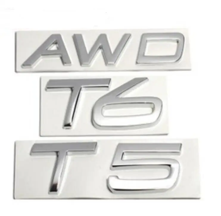 

3D Metal T5 T6 AWD LOGO Emblems Badges Car Sticker Letter Decal Car Styling for Vlvo XC60 XC90 S60 S80 S60L V40 V60 Tail Fender