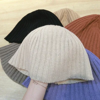 

Autumn Winter Knit Woolen Fisherman Hat Early Women's Hat Beggar Hat Korean Ruffian Knitted Bucket Hat