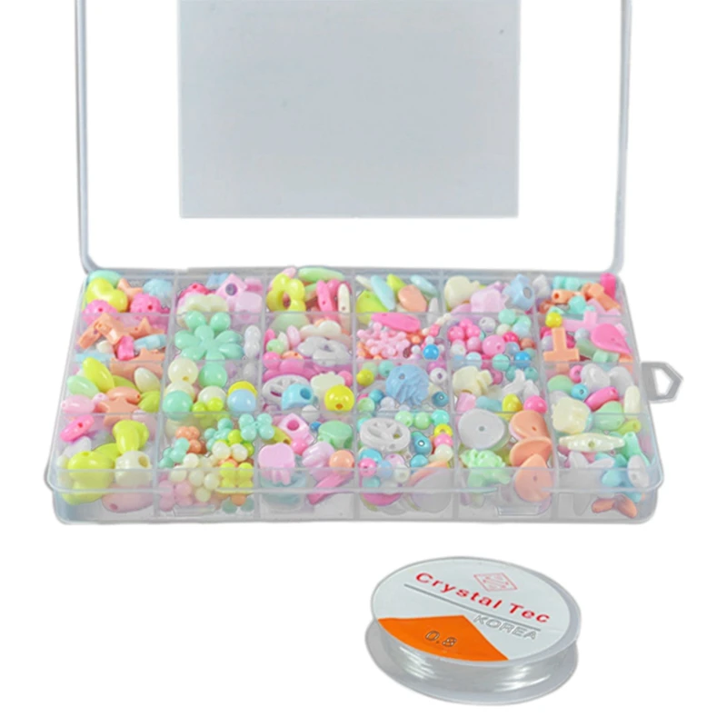 

24 Grid Children Beaded DIY Jewelry Colorful Educational Toys Amblyopia Training Acrylic Beads
