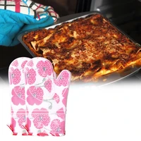 1 pair high quality non slip clear silicone baking mitts tear resistant oven gloves cotton lining for kitchen