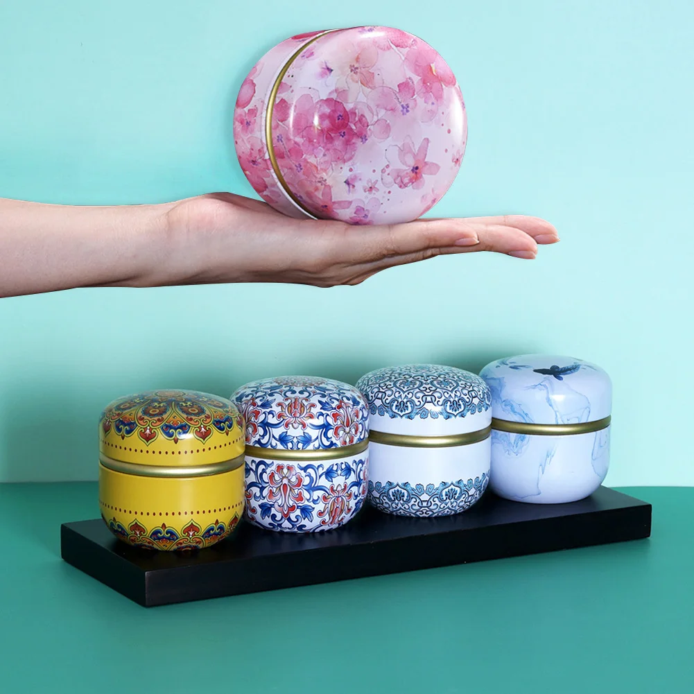 

New Tea Canister with Airtight Double Lids Tea Tin Containers for Loose Leaf Coffee Sugar Household Merchandises