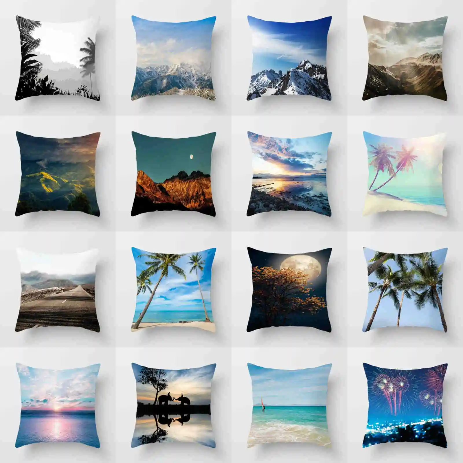 

Scenic Pillowcase Cover Decor Pillow Sofa Home Throw Waist Case Cushion 18'' Polyester