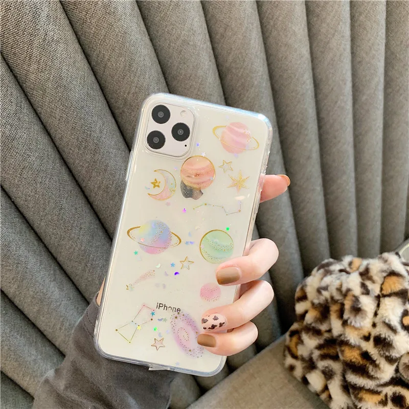 Модный Блестящий чехол со звездами и Луной для телефона iphone 11 Pro max XR X XS MAX iPhone 7 8 6 6s