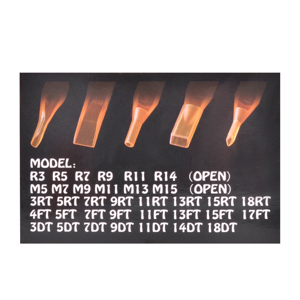 Насадки для тату-иглы 50 шт./кор. RT M FT R DT стерильные желтые пластиковые одноразовые