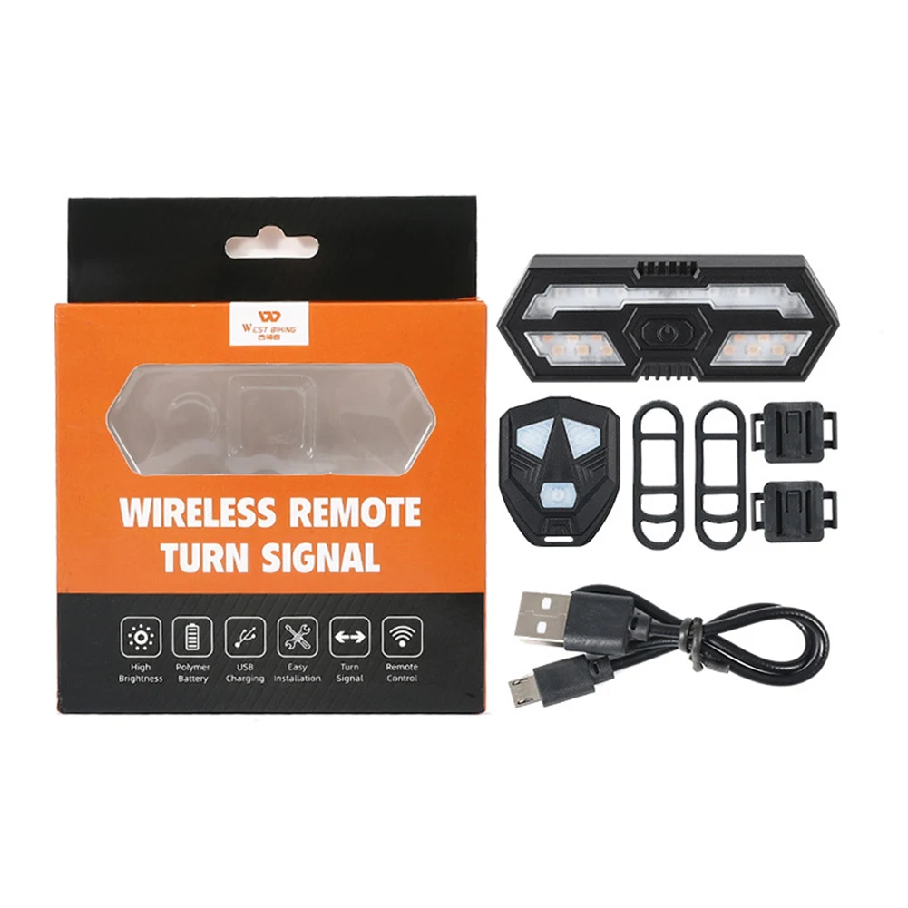 

Bicycle Wireless Remote Control Rear Lamp Taillight Turn Signal Warn Light Built-in Rechargeable Battery Night Bike Warning Lamp