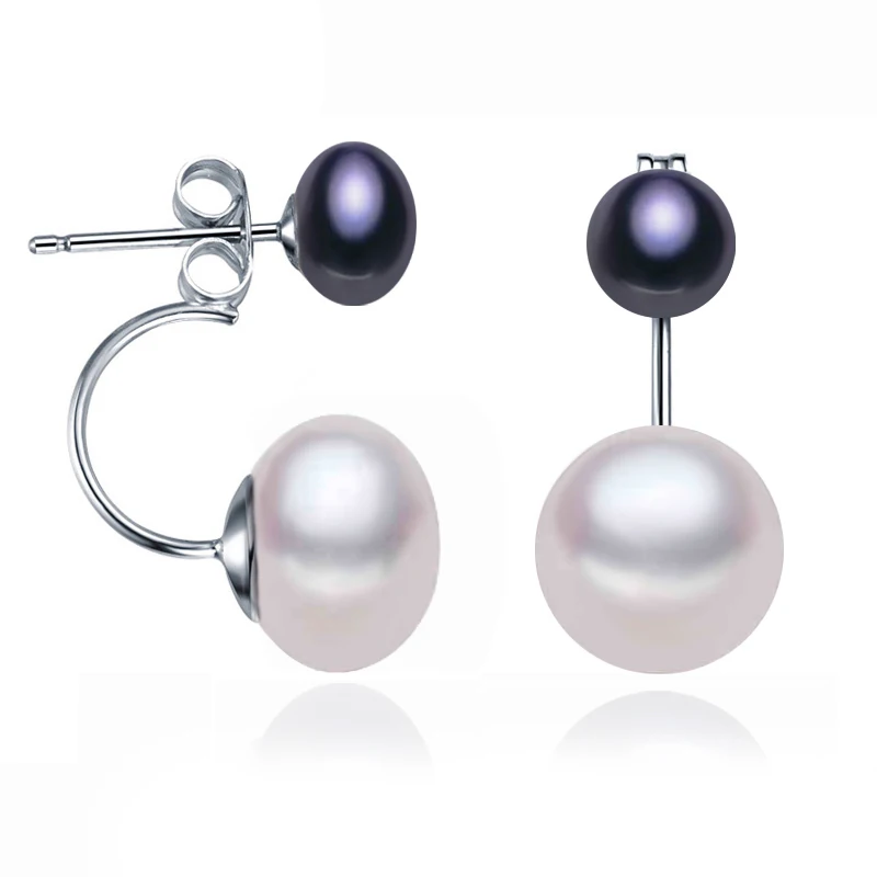 

Romantic Natural Freshwater Double Pearl Earrings For Women,Real Pearl Stud Earrings Wedding Korea Jewelry