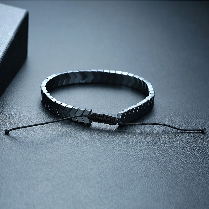 Цепочка Из Гематита Мужская регулируемая по длине браслет со стрелками |
