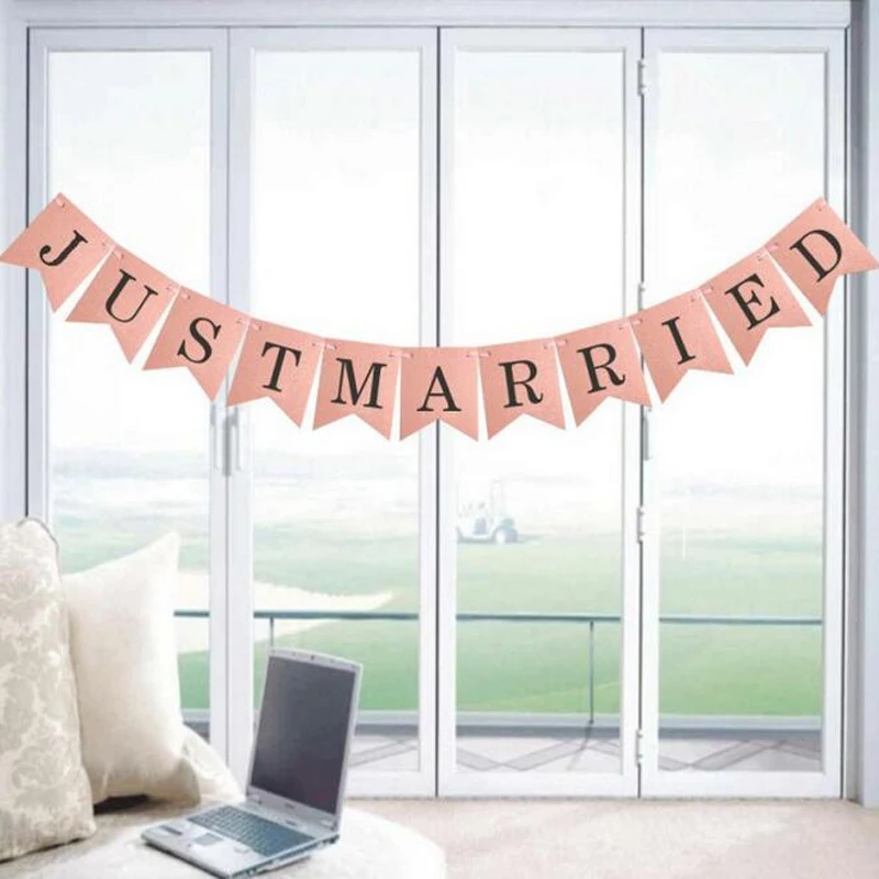 HOMEBEGIN только что замужний баннер С Днем Рождения буквы подвесные гирлянды